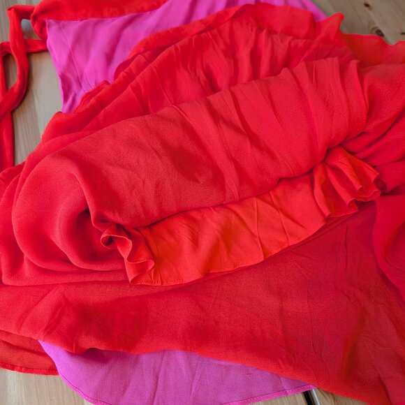 Farm Rio Tiered Midi Wrap Skirt L - Picture 5 of 6